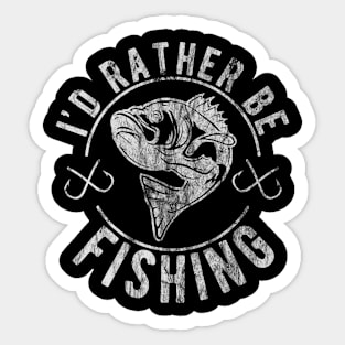 I’d Rather Be Fishing, Funny Vintage Style Fishing Sticker